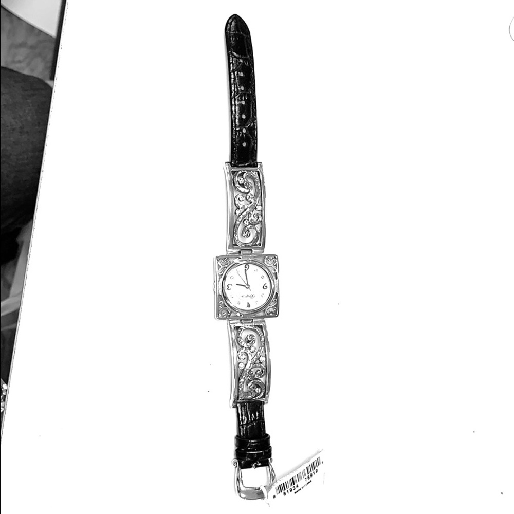 Silver and black watch